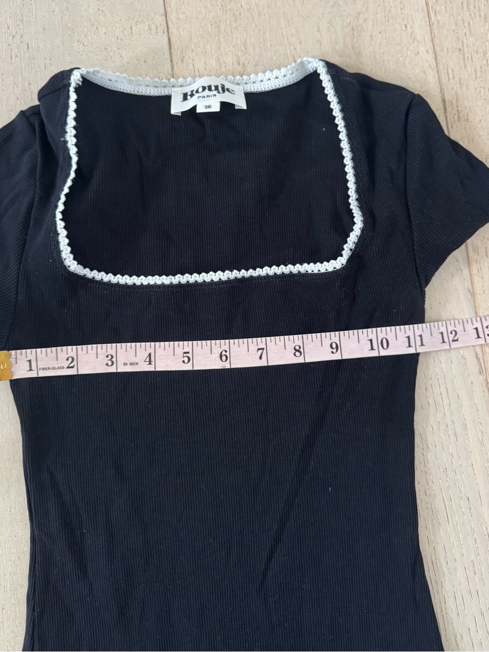 Rouje Paris SIAM black ribbed knit square neck tee 36 - Picture 5 of 6
